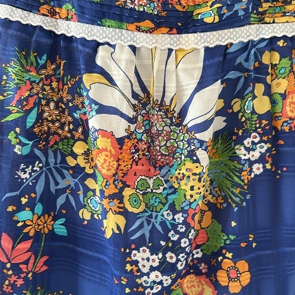 Shoshanna Blue Floral Print Strapless Mini Dress Sz 8 Cottagecore Shabby Chic - Picture 4 of 10